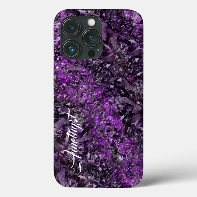 Amethyst Gemstone with Name Case-Mate iPhone Case (Back)