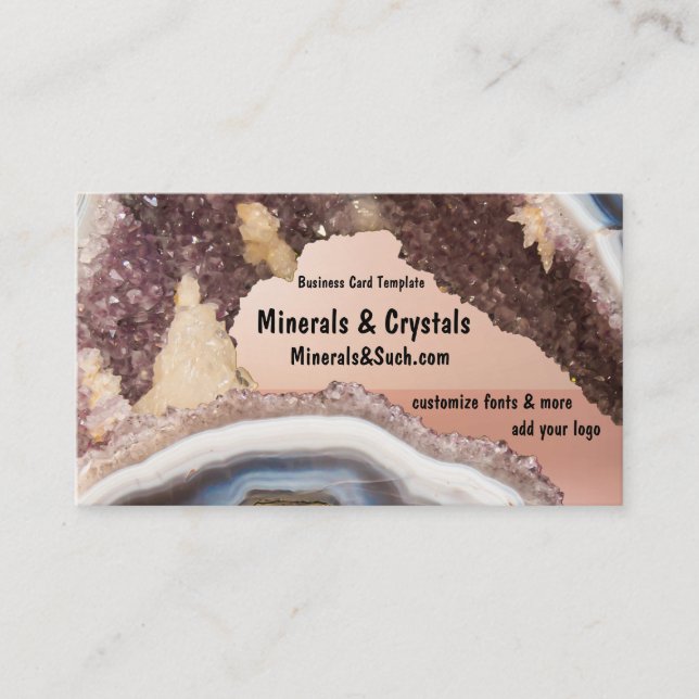 Amethyst Geode Agate Crystals Business Card (Front)