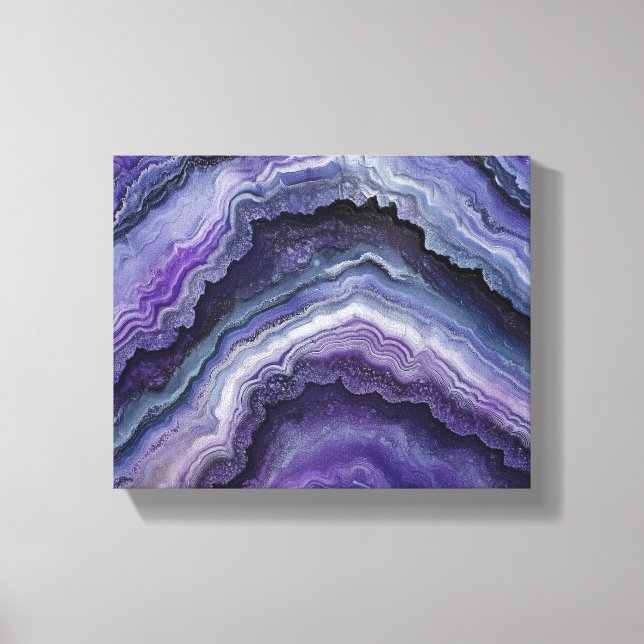 Amethyst Geode Fluid Pour Canvas Print (Front)