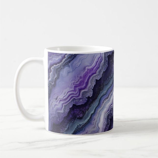 Amethyst Geode Fluid Pour Coffee Mug (Left)