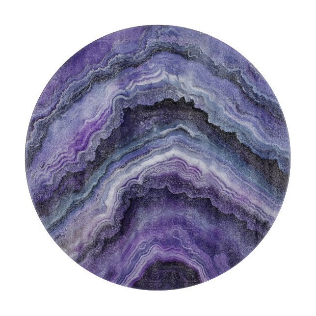 Amethyst Geode Fluid Pour Cutting Board (Front)