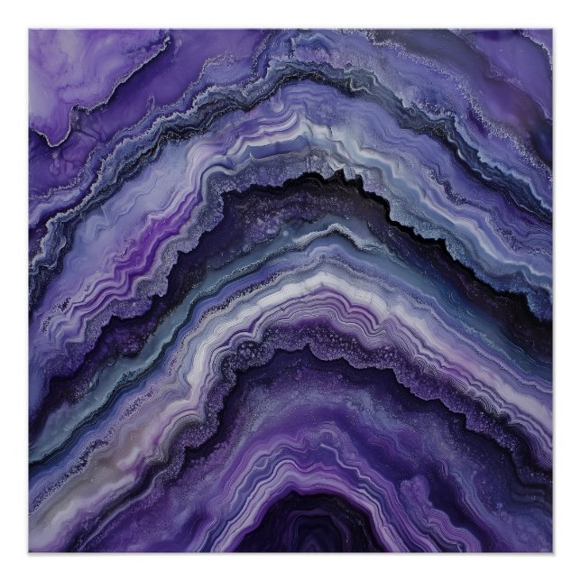Amethyst Geode Fluid Pour Poster (Front)