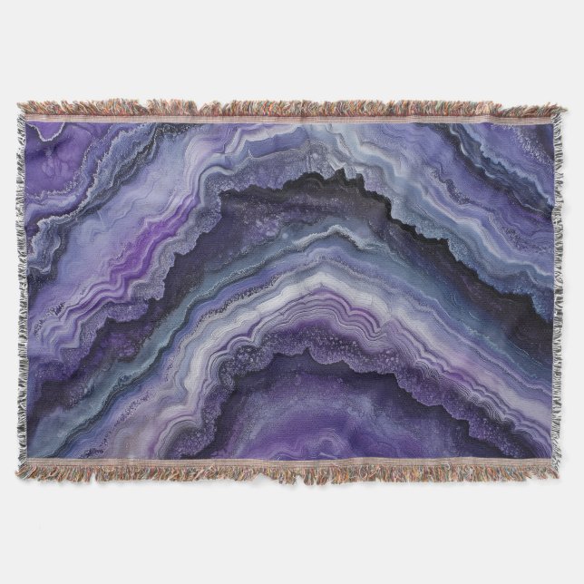 Amethyst Geode Fluid Pour Throw Blanket (Front)