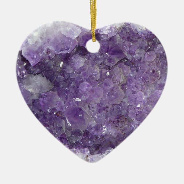 Amethyst Geode - Violet Crystal Gemstone Ceramic Tree Decoration (Front)
