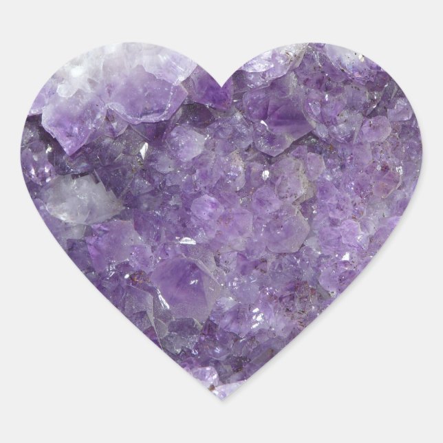 Amethyst Geode - Violet Crystal Gemstone Heart Sticker (Front)