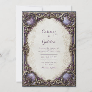 Amethyst Gilded Scrollwork Wedding Invitation