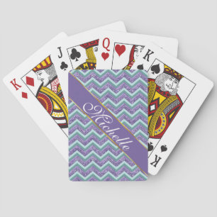 Amethyst Glass Zigzag Pattern Playing Cards
