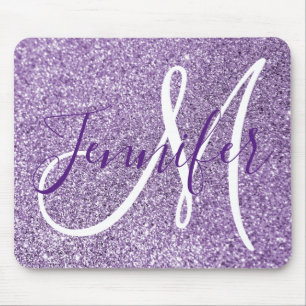 Amethyst Glitter Photo Personalised Monogram Mouse Mat