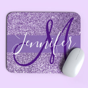 Amethyst Glitter Photo Personalised Monogram Mouse Mat