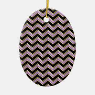 Amethyst Gold Black Zigzag Pattern Ceramic Tree Decoration