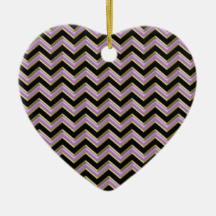 Amethyst Gold Black Zigzag Pattern Ceramic Tree Decoration