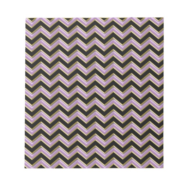 Amethyst Gold Black Zigzag Pattern Notepad (Front)