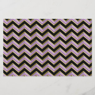 Amethyst Gold Black Zigzag Pattern Stationery
