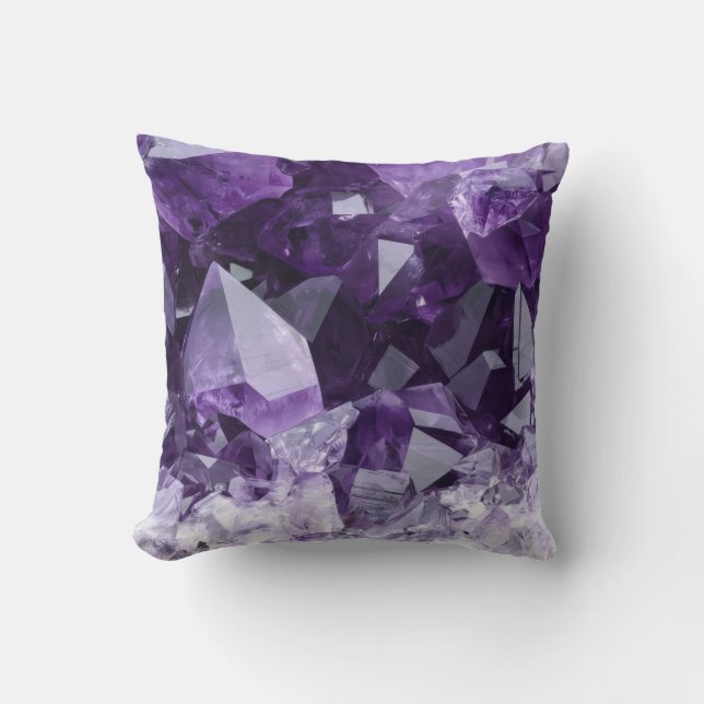 Amethyst Healing Crystal Cluster Cushion (Front)