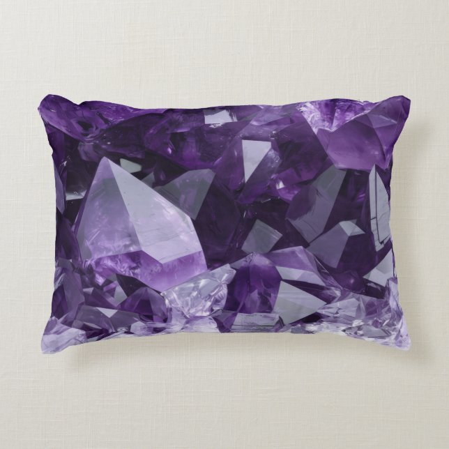 Amethyst Healing Crystal Cluster Decorative Cushion (Front)