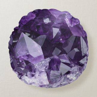 Amethyst Healing Crystal Cluster Round Cushion
