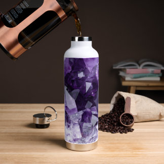 Amethyst Healing Crystal Cluster Water Bottle
