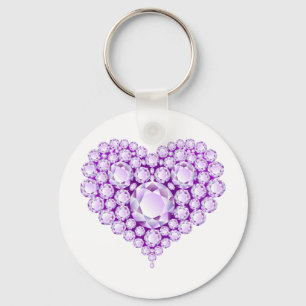 Amethyst Heart Gems Key Ring