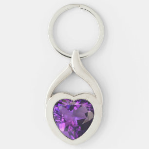 Amethyst Heart Key Ring