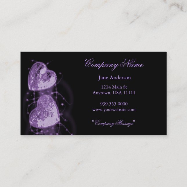 Amethyst Hearts Business Card (Front)