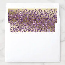 Amethyst Hearts Glitter on Gold  Quinceañera