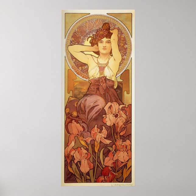 Amethyst Illustration by Alphonse Mucha Poster (Front)