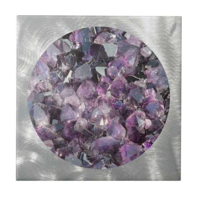 Amethyst in Brushed Metal Frame Tile (Front)