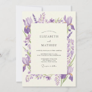 Amethyst Iris Violet Eucalyptus Wedding Invitation