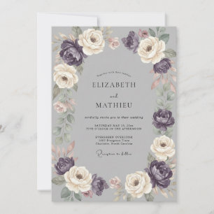 Amethyst Ivory Blossom Wedding Invitation