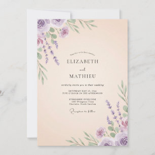 Amethyst Ivory Cream Wildflower Wedding Invitation