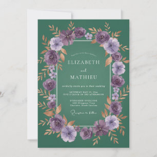 Amethyst Jade Leafy Wedding Invitation