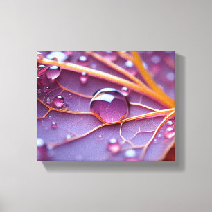 Amethyst Jewel: Raindrops on a Purple Leaf Canvas Print