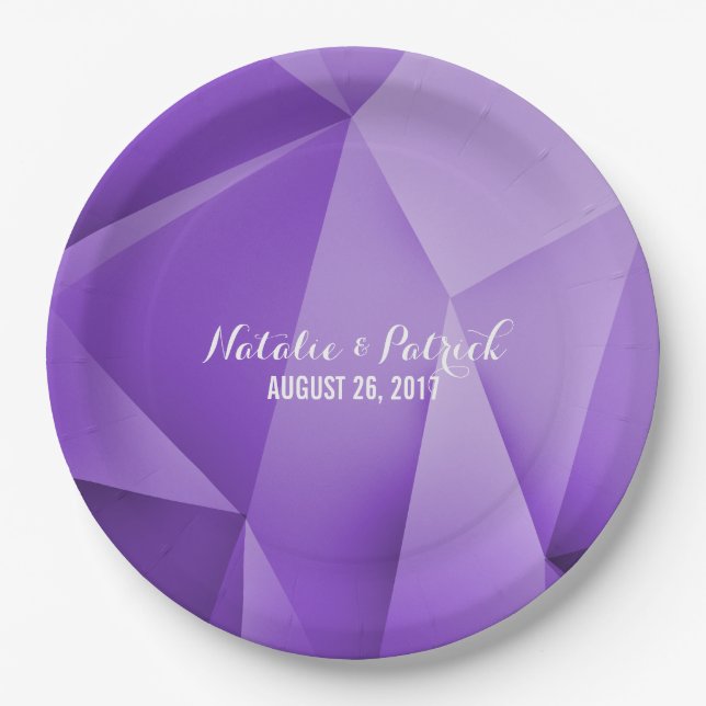 Amethyst Jewel Tones Wedding Paper Plates (Front)