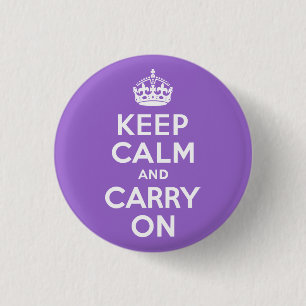 Amethyst Keep Calm and Carry On 3 Cm Round Badge