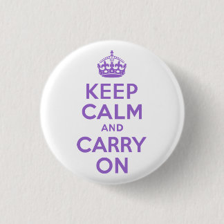 Amethyst Keep Calm and Carry On 3 Cm Round Badge