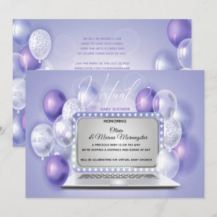 Amethyst Laptop Virtual Gender Neutral Baby Shower Invitation