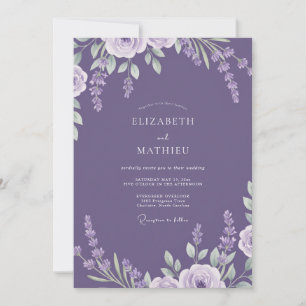 Amethyst Lavender Leafy Wedding Invitation