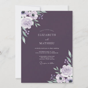 Amethyst Lavender Wildflower Wedding Invitation