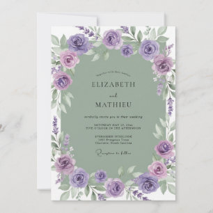 Amethyst Lilac Wreath Wedding Invitation