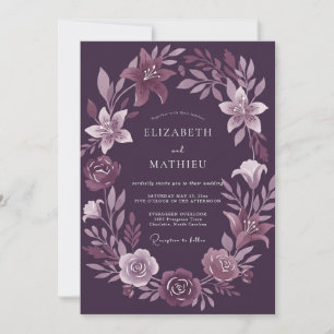 Amethyst Lily Painted Wedding Invitation