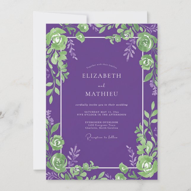 Amethyst Lime Vine Wedding Invitation (Front)