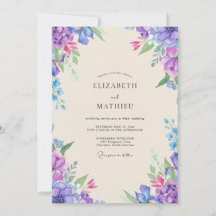 Amethyst Magenta Blossom Wedding Invitation