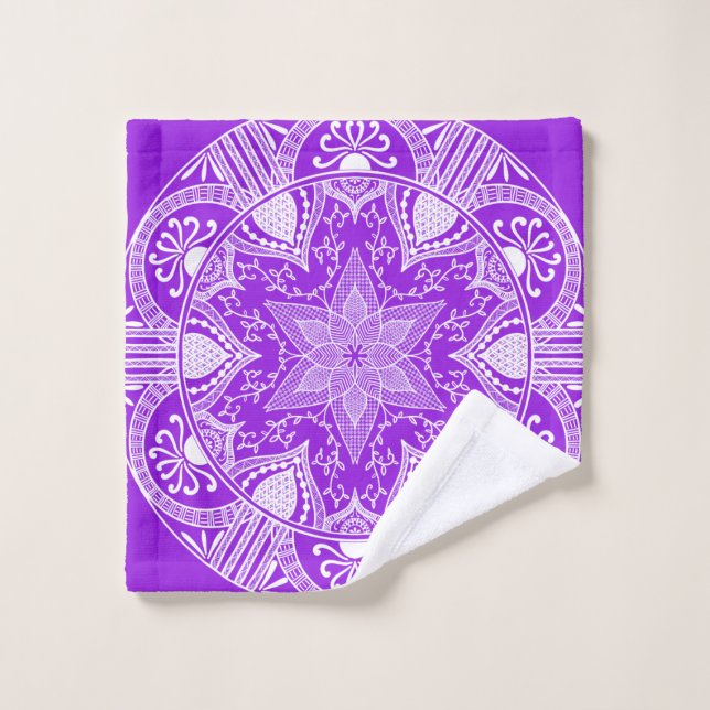 Amethyst Mandala Bath Towel Set (Wash Cloth)