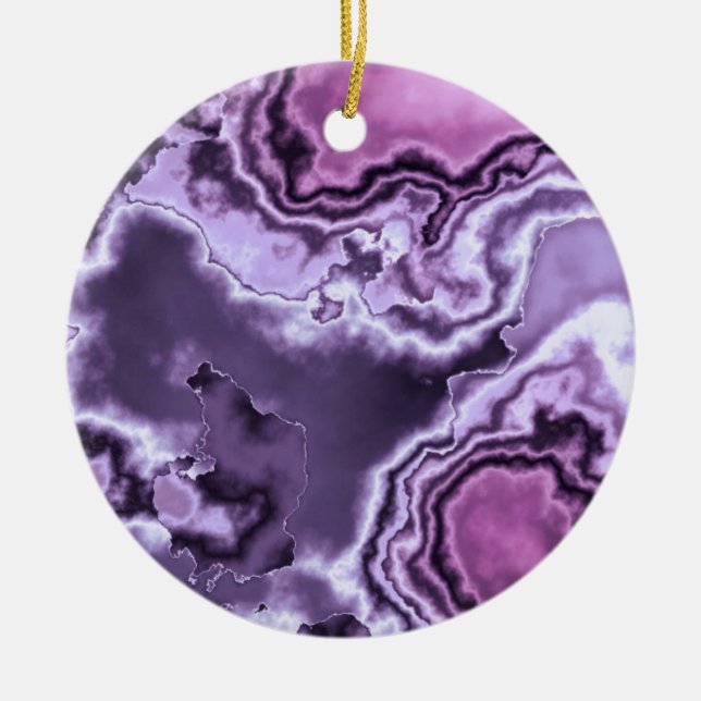 Amethyst Marble 2 Ceramic Tree Decoration (Front)