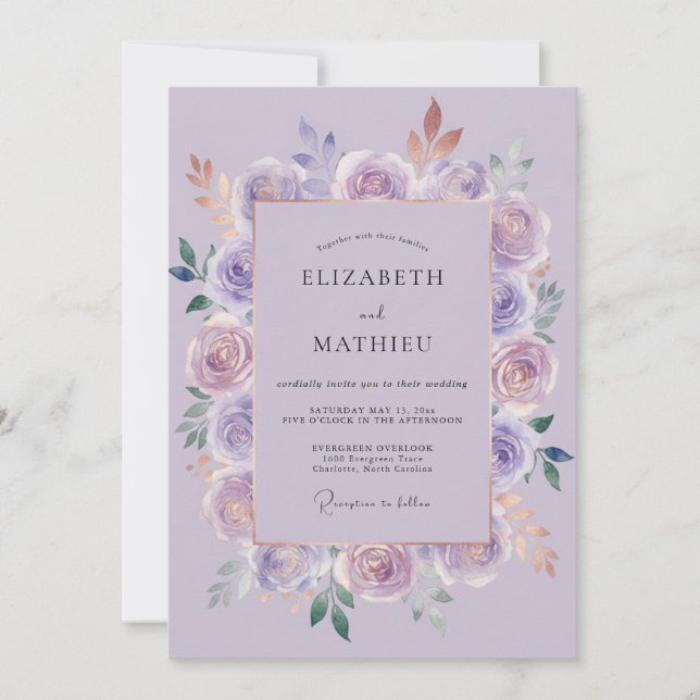 Amethyst Mauve Peony Wedding Invitation (Front)