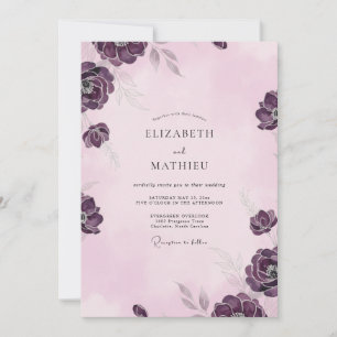 Amethyst Mauve Watercolor Wedding Invitation