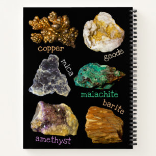 Amethyst Mica Copper Barite Malachite Geode Rocks Notebook