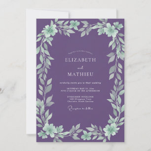 Amethyst Mint Foliage Eucalyptus Wedding Invitation
