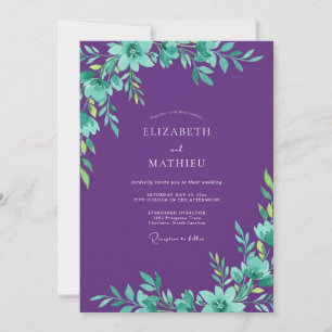 Amethyst Mint Foliage Sage Wedding Invitation
