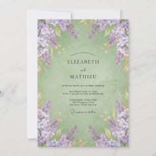 Amethyst Mint Wisteria Wedding Invitation